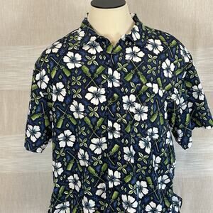 Vintage Generra Clothing Company Men's XXL Hawaiian Shirt Blue Floral Beach